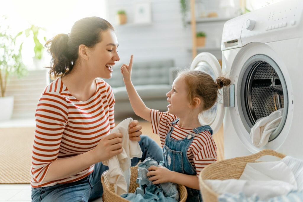 family doing laundry